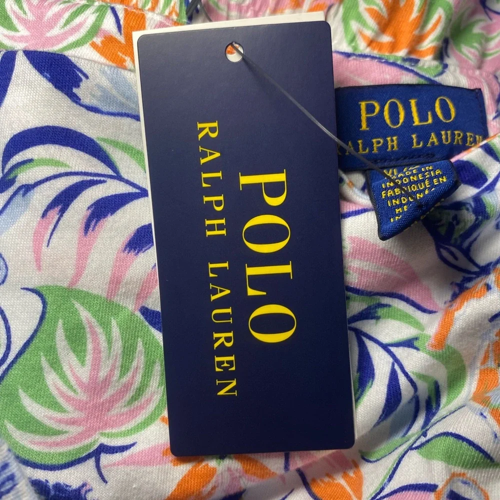 NWT Polo Ralph Lauren Girls Tropical Print Ruffled‎ Romper Multi-Color Summer